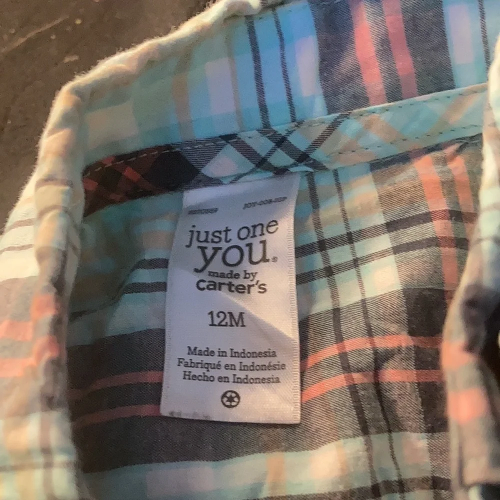 Just one you plaid shirt 12 months